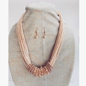 Rose gold  necklace earring set